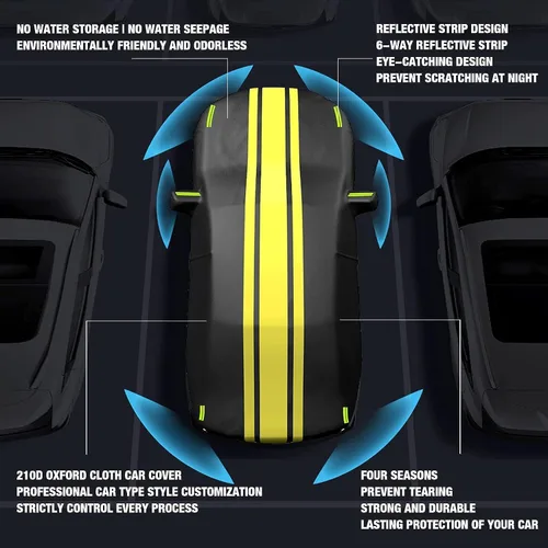 Miniatura 5 de Funda completa de automóvil compatible con Audi Q2/Q3/Q4/Q5/Q6/Q7/Q8, para exteriores, impermeable, transpirable, grande, con cremallera, cubierta