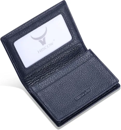 Miniatura 17 de Funda de piel para tarjetas de visita para hombres y mujeres, piel de becerro italiana Café