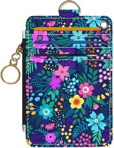 Miniatura 13 de Portafolios delgado Portafolios para tarjetas de crédito, Portafolios RFID para mujer Linda pequeña cartera de bolsillo frontal con cremallera