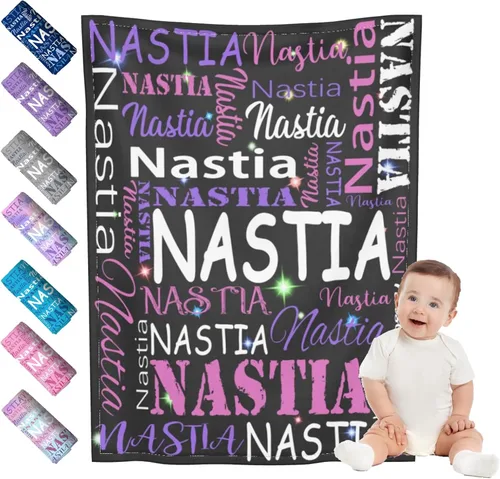 Miniatura 16 de Mantas de bebé personalizadas para niño y niña, manta de bebé personalizada con nombre para niños y adultos, mantas suaves personalizadas