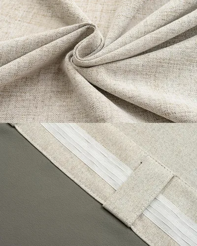 Miniatura 7 de Cortinas opacas de 120 pulgadas, 2 paneles de 100% bloqueo de luz, aislamiento térmico y reducción de ruido, mezcla de lino plisado con gancho