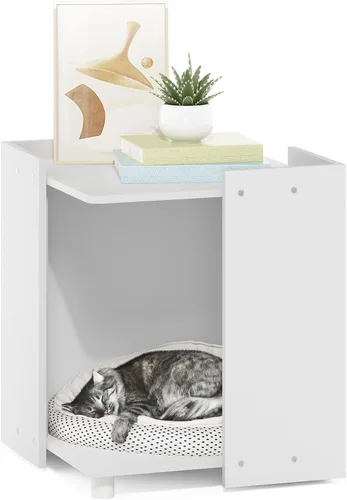 Miniatura 4 de Furinno PELI Mesa auxiliar, mesa auxiliar cuadrada con estante de almacenamiento, mesita de noche, mesita de noche, para sala de estar, dormitorio