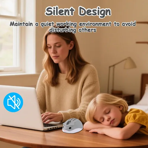 Miniatura 4 de Ratón inalámbrico Bluetooth lindo ratón de hámster de dibujos animados con receptor USB 2.4 GHz y Bluetooth modo dual silencioso Kawaii USB