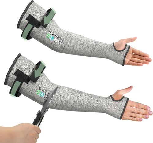 Miniatura 8 de Schwer ANSI A6 Mangas resistentes a cortes, mangas protectoras para brazos de 18 pulgadas con agujero para el pulgar para protección de trabajo