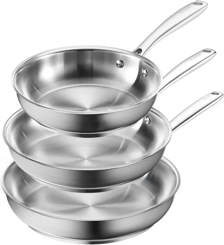 Miniatura 10 de Redchef Sartén grande de acero inoxidable, sartén resistente sin recubrimiento para asar filetes, utensilios de cocina listos para inducción