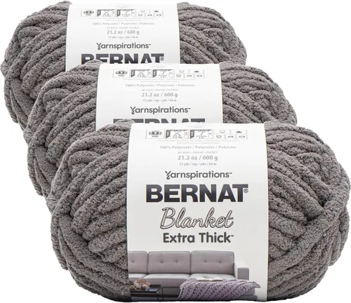 Miniatura 19 de Bernat - Hilo para manta extra grueso color niebla azul - 1 paquete de 21.12 oz/598.74 g - 100% poliéster - #7 Jumbo - 72 yardas - Hilo grueso