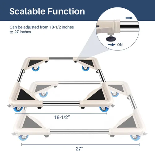 Miniatura 2 de SPACECARE Soporte para Mini Nevera Mueble Carrito Móvil con 4 Ruedas con Seguro - Base Ajustable Soporte para Refrigerador Lavadora Carrito Móvil