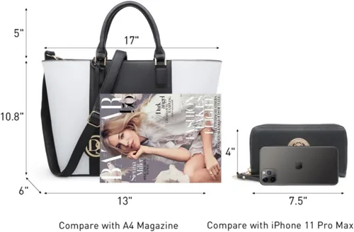 Miniatura 77 de Dasein Satchel Purse Handbag for Women Large Shoulder Work Tote Bag With Matching Wallet