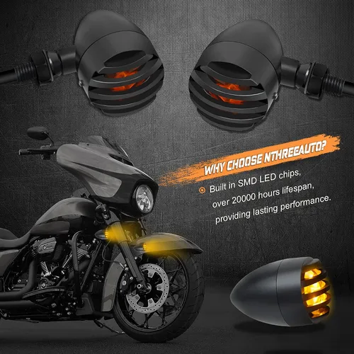 Miniatura 3 de Luces intermitentes NTHREEAUTO para motocicleta, faros intermitentes de LED, de aluminio y resistentes al agua, luces indicadoras universales