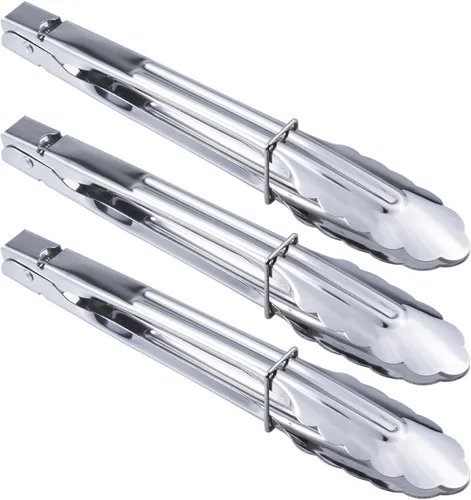 Miniatura 12 de HINMAY Juego de pinzas de cocina de acero inoxidable, pinzas de cocina de metal (7, 9, 12 pulgadas, 3 piezas)