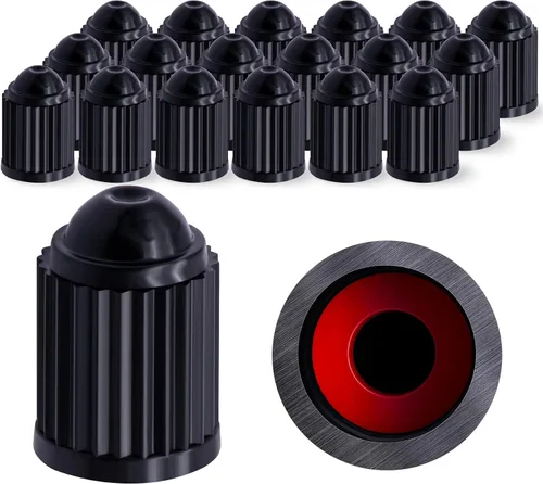 Miniatura 16 de 30 piezas de tapas de vástago de válvula de neumático TPMS, tapas de vástago de válvula de rueda de plástico negro para TR20008 TPMS, tapas