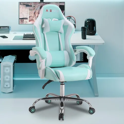 Miniatura 14 de Silla de juegos para adultos, silla ergonómica de respaldo alto para juegos de computadora con reposacabezas y soporte lumbar, color naranja