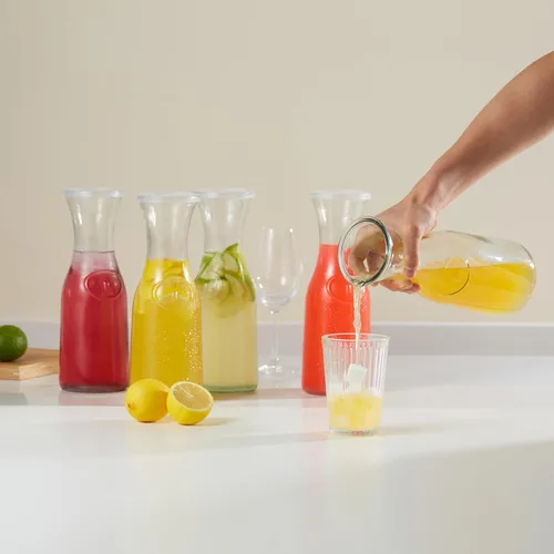 Miniatura 2 de KooK Jarra de vidrio, suministros de barra de mimosa, jarras con tapa, juego de 3, jarra de agua de vidrio, dispensadores de bebidas para fiestas