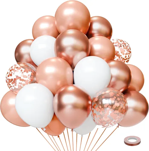 Miniatura 17 de Pink and Orange Balloons, 55PCS light pink balloons 12inch Pink Orange Confetti Balloons for Baby Shower, Birthday, Wedding, Tropical Party