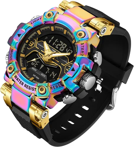 Miniatura 13 de findtime Relojes de diseñador genial para hombre, color azul, gran cara, relojes para hombres, electrónico único, deportivo, militar, audaz