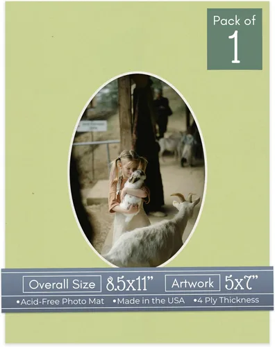 Miniatura 147 de CountryArtHouse Fresh Linen - Marco de fotos ovalado de 8.5 x 11 pulgadas, sin ácidos, con núcleo blanco, corte biselado para fotos de 5 x 7 Lona
