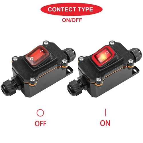 Miniatura 5 de 2 interruptores de cable en línea IP66 a prueba de agua DPST 12 V CC 20 A DPST 4 pines 2 posiciones de encendido y apagado al aire libre interruptor