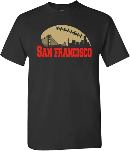 Xtreme Apparrel City Skyline - Camiseta de hombre para los aficionados al fútbol americano San Francisco - Camisa Negra