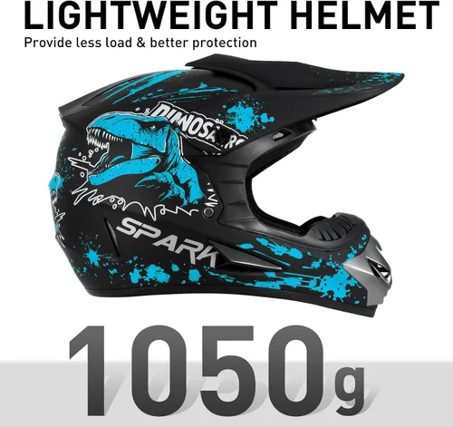 Miniatura 5 de SPARK Youth Kids Dirt Bike Helmets - Lightweight & Vented, Full Face, 4Pcs Set with Gloves, Goggles & Mask for Ages 5-14 (Motocross ATV Off-Road)