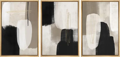 Miniatura 40 de SIGNFORD Impresión en Lienzo Enmarcado Conjunto de Arte de Pared Arte Abstracto Terroso en Tonos Marrón Profundo y Beige Arte Moderno Decorativo