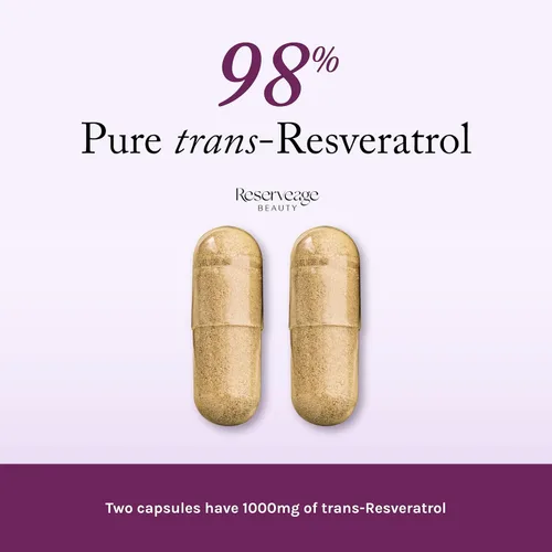 Miniatura 3 de Reserveage Beauty, Resveratrol 1000 mg, suplemento antioxidante para la salud del corazón y el apoyo inmunológico, apoya el envejecimiento saludable