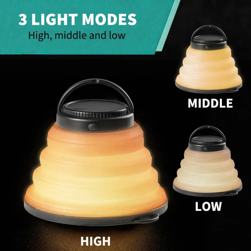 Miniatura 6 de Paquete de 2 luces plegables para campamento, funciona con pilas, linterna LED plegable, para campamento, luz blanca cálida, impermeable, lámpara