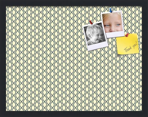 Miniatura 100 de PinPix Tablero de anuncios de corcho de 13 x 13 pulgadas. Este tablero decorativo enmarcado viene con diseño de ondas en blanco y negro y un marco