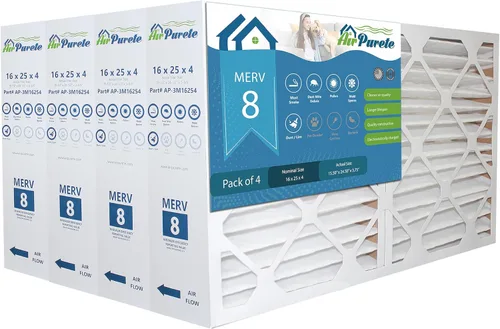 AirPurete Filtro para Horno 16x25x4 (Tamaño real: 15-1/2" x 24-1/2" x 3-3/4") | Reemplazo para Filtros de Aire Plegables HVAC AC para Horno | MERV 8
