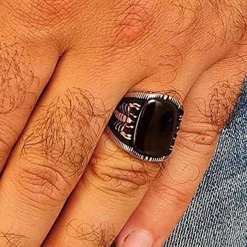 Miniatura 5 de Scorpion - Anillo de lujo de plata de ley 925 turco hecho a mano con piedra de ónice