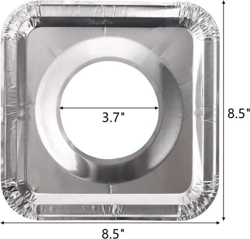 Miniatura 2 de ZEAYEA Paquete de 100 fundas para quemadores de estufa de papel de aluminio, revestimiento cuadrado desechable para quemador de gas de 8.5 pulgadas