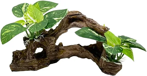 Miniatura 9 de Decoraciones de pecera, adornos de decoración de acuario, almohadilla de hoja de seda Betta, hamaca artificial de madera flotante, cueva de peces