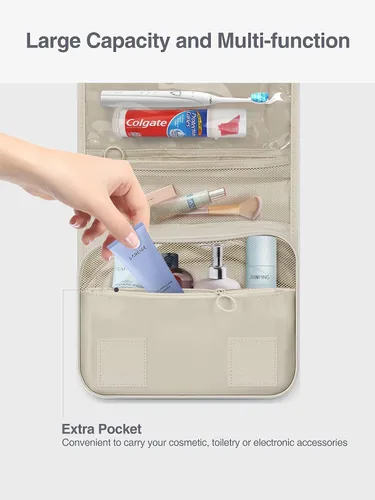 Miniatura 7 de Luxtude Neceser colgante para mujer con gancho para colgar, bolsa de artículos de tocador de viaje resistente al agua, bolsa organizadora de viaje