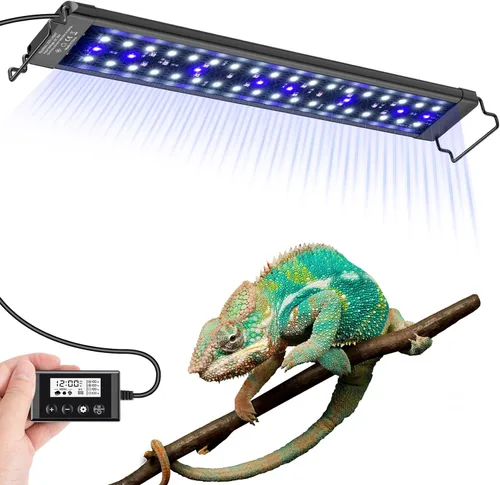 Luz LED UVA UVB de 18 pulgadas para reptiles con controlador, luz de espectro completo UVA y UVB para reptiles con temporizador automático de ciclo