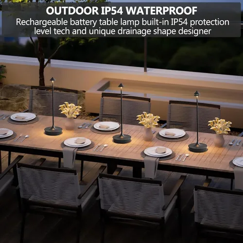 Miniatura 7 de Lámparas de mesa inalámbricas recargables, lámpara de escritorio LED de 4000 mAh, funciona con pilas, para exteriores, impermeable, portátil