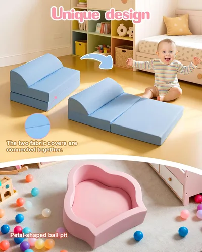 Miniatura 3 de Markdang Juego suave, bloques de escalada de espuma para bebés con parte inferior de partículas antideslizantes y conectores de velcro para niños