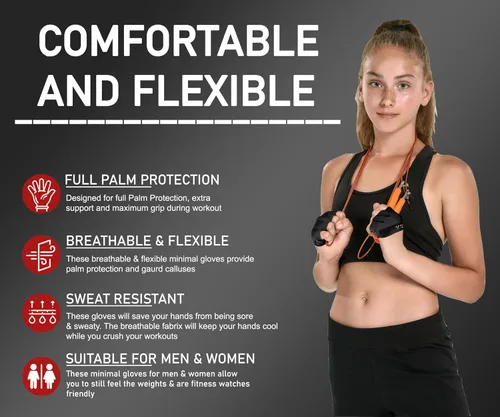 Miniatura 6 de FITNESS FORCE Workout Gloves for Men & Women Partial Weight Lifting Gloves Non-Slip Gym Gloves Lifting Grip Calluses Guard Fingerless Exercise