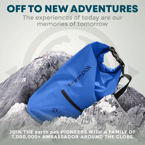Miniatura 5 de Earth Pak Bolsa seca impermeable con bolsillo con cremallera, mochila impermeable para mantener el equipo seco Azul