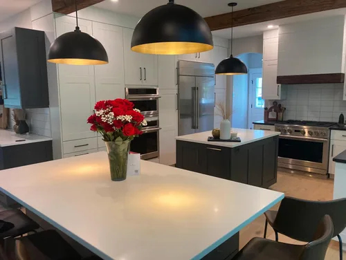 Miniatura 5 de Steel Lighting Co. Melrose - Lámpara colgante Montada en el techo Cúpula redonda de 18 pulgadas Estilo moderno y contemporáneo de granja Crema