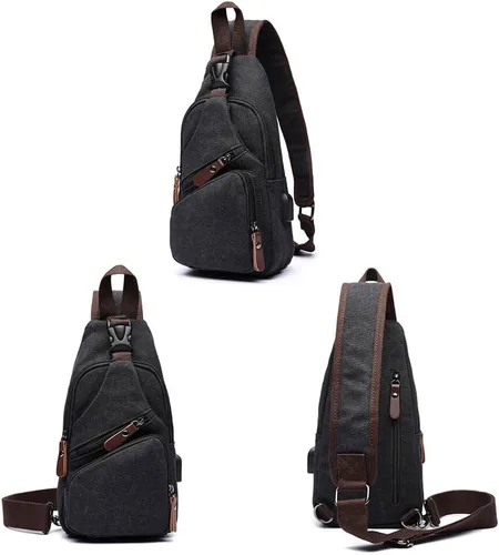 Miniatura 2 de Bolsa bandolera de lona, mochila cruzada, mochila de hombro casual para hombres y mujeres, actividades al aire libre, ciclismo, senderismo, viajes