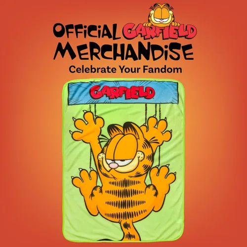 Miniatura 7 de Silver Buffalo Garfield Hanging On - Manta de forro polar de 45 x 60 pulgadas, suave y acogedora, 180 GSM Garfield colgando