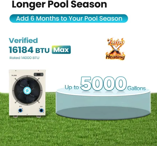 Miniatura 2 de ECOPOOLTECH Bomba de calor para piscina Calentador eléctrico para piscinas sobre el suelo (hasta 5000 galones) Compresor Turbo X Ultra Control