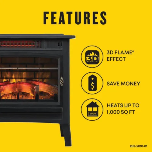 Miniatura 10 de Duraflame Estufa eléctrica independiente de chimenea con efecto de llama 3D para 1,000 pies cuadrados, color bronce