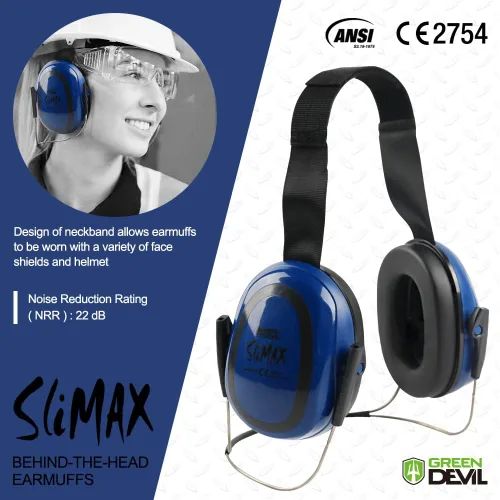 Miniatura 2 de Orejeras de protección auditiva GREEN DEVIL SNR 27dB/NRR 22dB Reducción de ruido Orejeras con banda para la cabeza/montadas en el casco/detrás