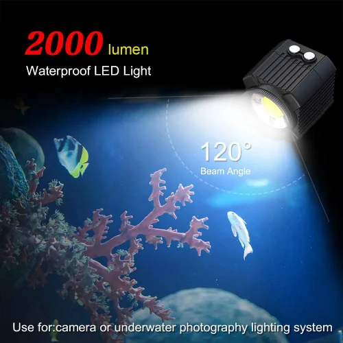 Miniatura 7 de Luz de video de buceo impermeable de 195 pies/196.9 ft, blanco, rojo, azul, mini cubo, luces LED para cámara con cabeza de bola, adaptador de zapata