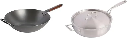 Miniatura 9 de Babish Wok de acero al carbono con fondo plano y sartén para saltear, 14 pulgadas