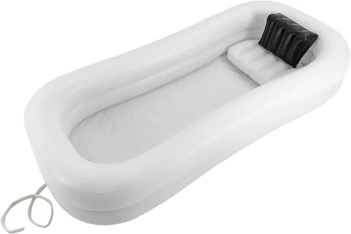 Bañera inflable médica, bañera de ducha portátil de PVC con bomba de aire eléctrica y bolsa de agua, cama de ducha de doble diseño, ayuda de