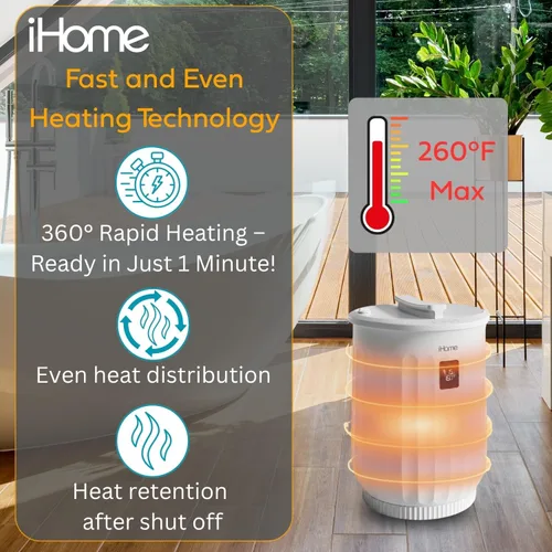 Miniatura 4 de iHome Calentador de toallas de lujo de 20 litros, calentadores de toallas grandes para baño, con soporte interior de almohadilla de fragancia, ideal