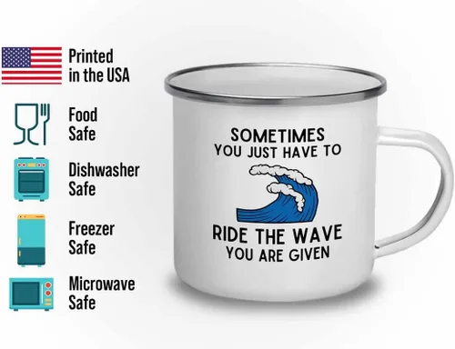 Miniatura 2 de Taza de surfing camper de 12 onzas – Ride the wave – Regalos para entusiastas del surf, deportes acuáticos, tabla de surf, atletismo, pasatiempos