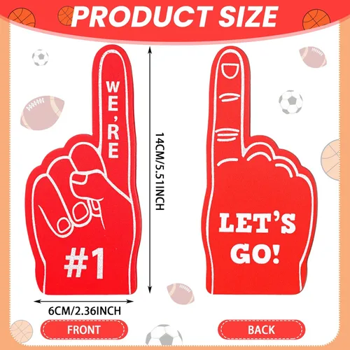 Miniatura 2 de 100 Pieces Mini Foam Finger Football Party Favors #1 Sports Fan Foam Finger Football Party Supply Basketball Baseball Soccer Sporting Events