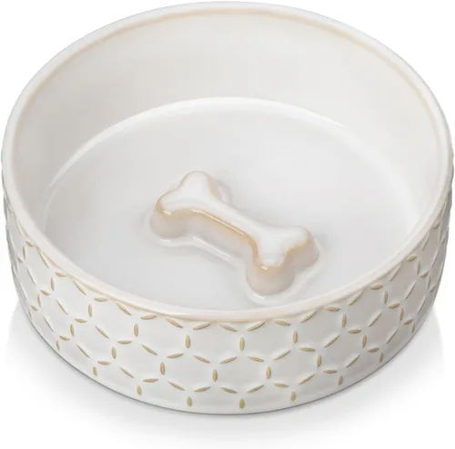 Miniatura 14 de Taza de comida para perros de cerámica MALACASA, 3.5 tazas o 32oz de plato de agua para comida de perro para razas medianas, taza para mascotas apta